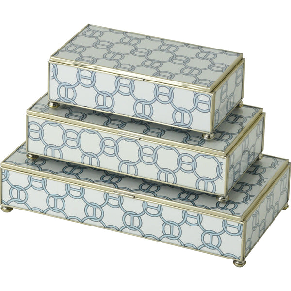 Blue Chain rectangular stacking 3 box set