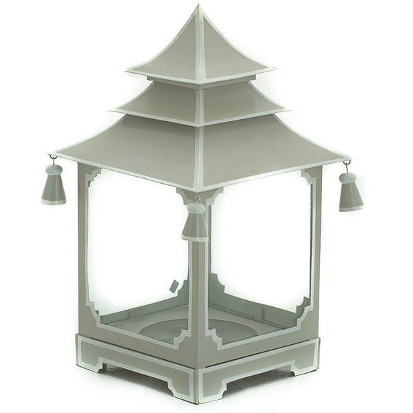 Small candle pagoda gray with white trim