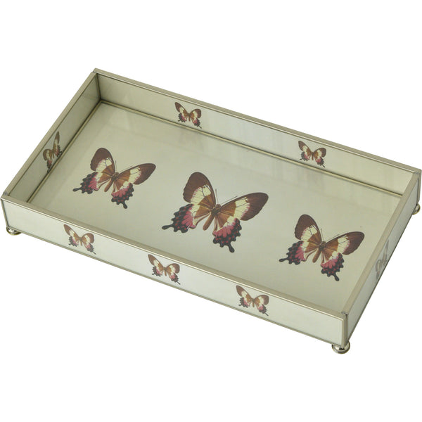Pink and Tan Butterfly 6 x 12 Tray