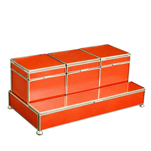 orange lizard skin Three box vanity set
